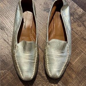 Salvatore Ferragamo Metallic Gold Driving Loafer Flats